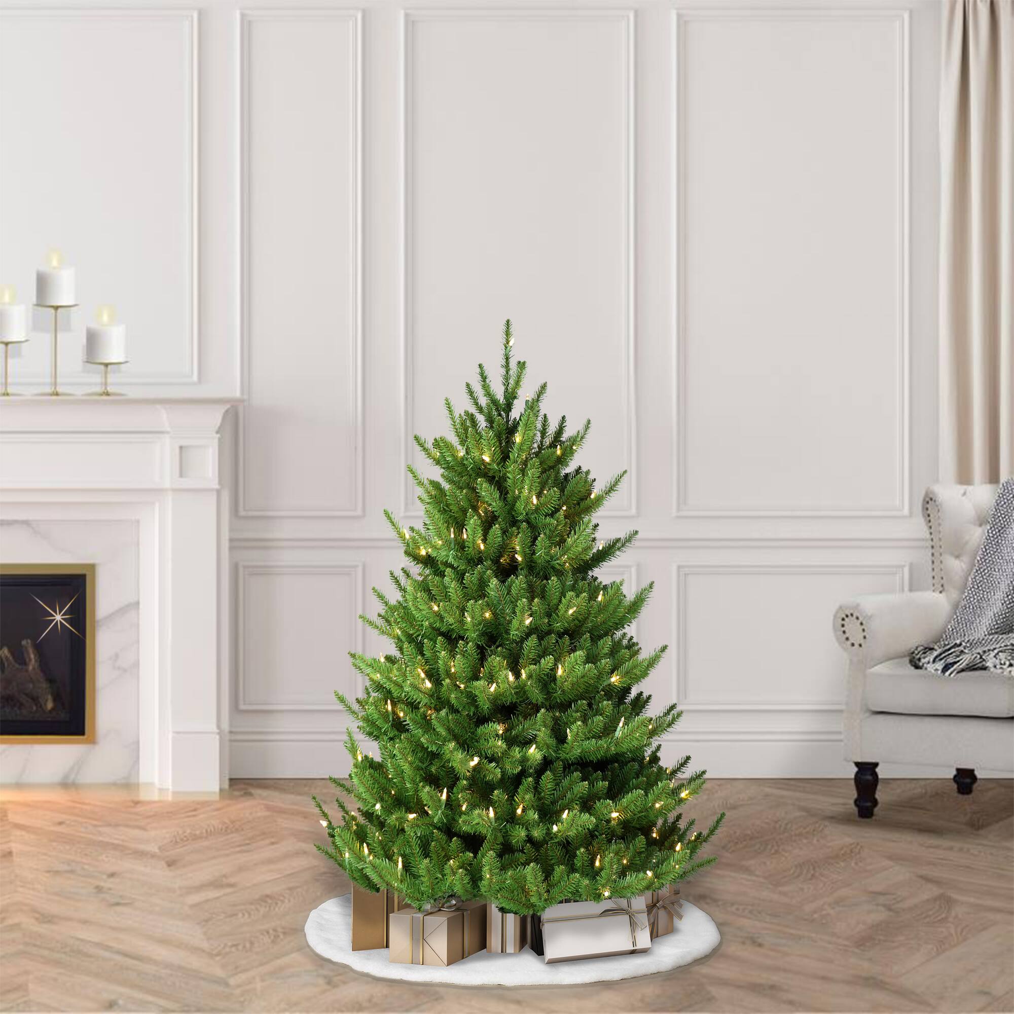 4.5ft. Pre-Lit Canadian Balsam Fir Artificial Christmas Tree, Warm White LED Lights